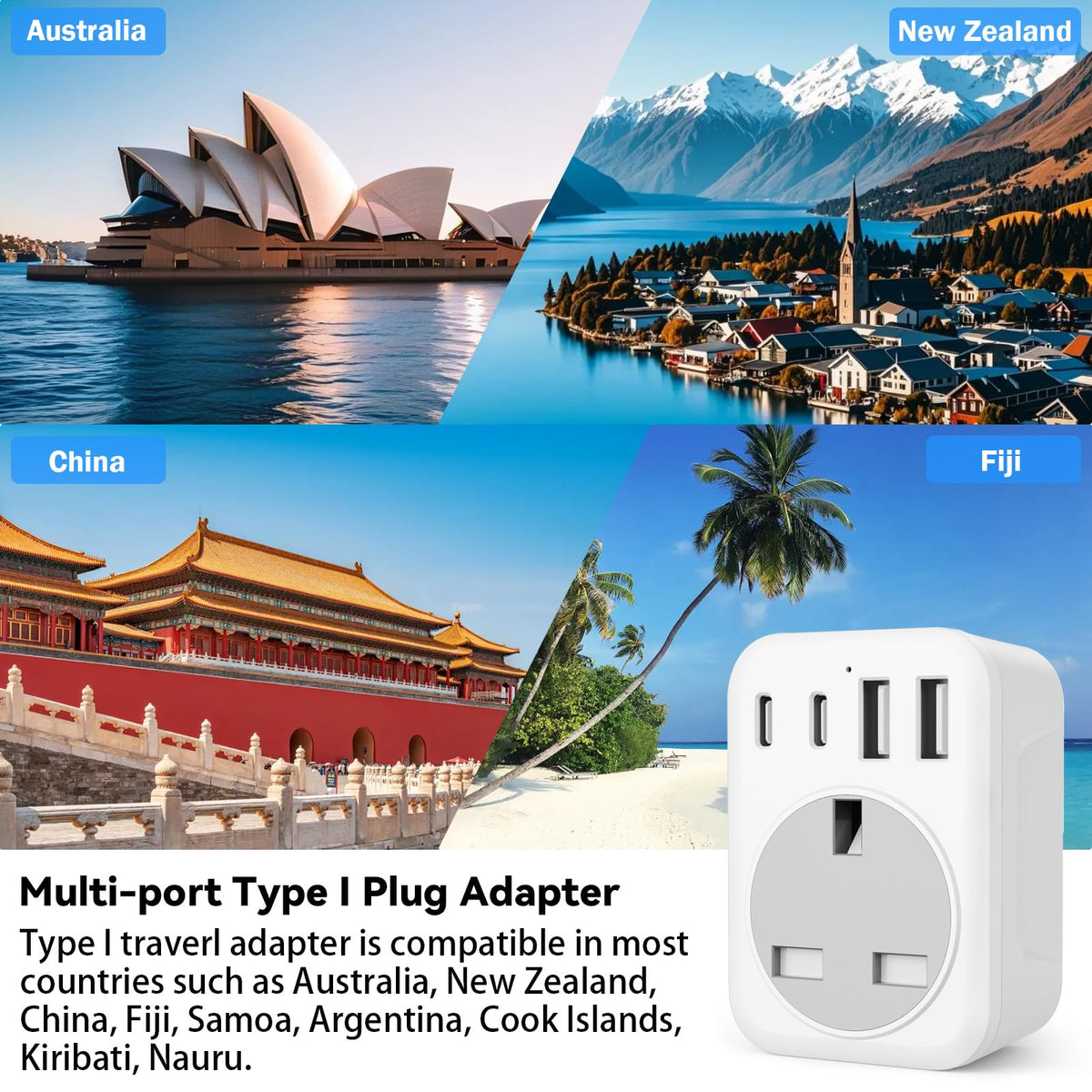 UK To European Plug Adapter,5 IN 1 European Travel Adaptor with 2 USB C & 2 USB A,Grounded EU Plug Adapter for Germany Spain France Turkey Greece etc (Type E/F)