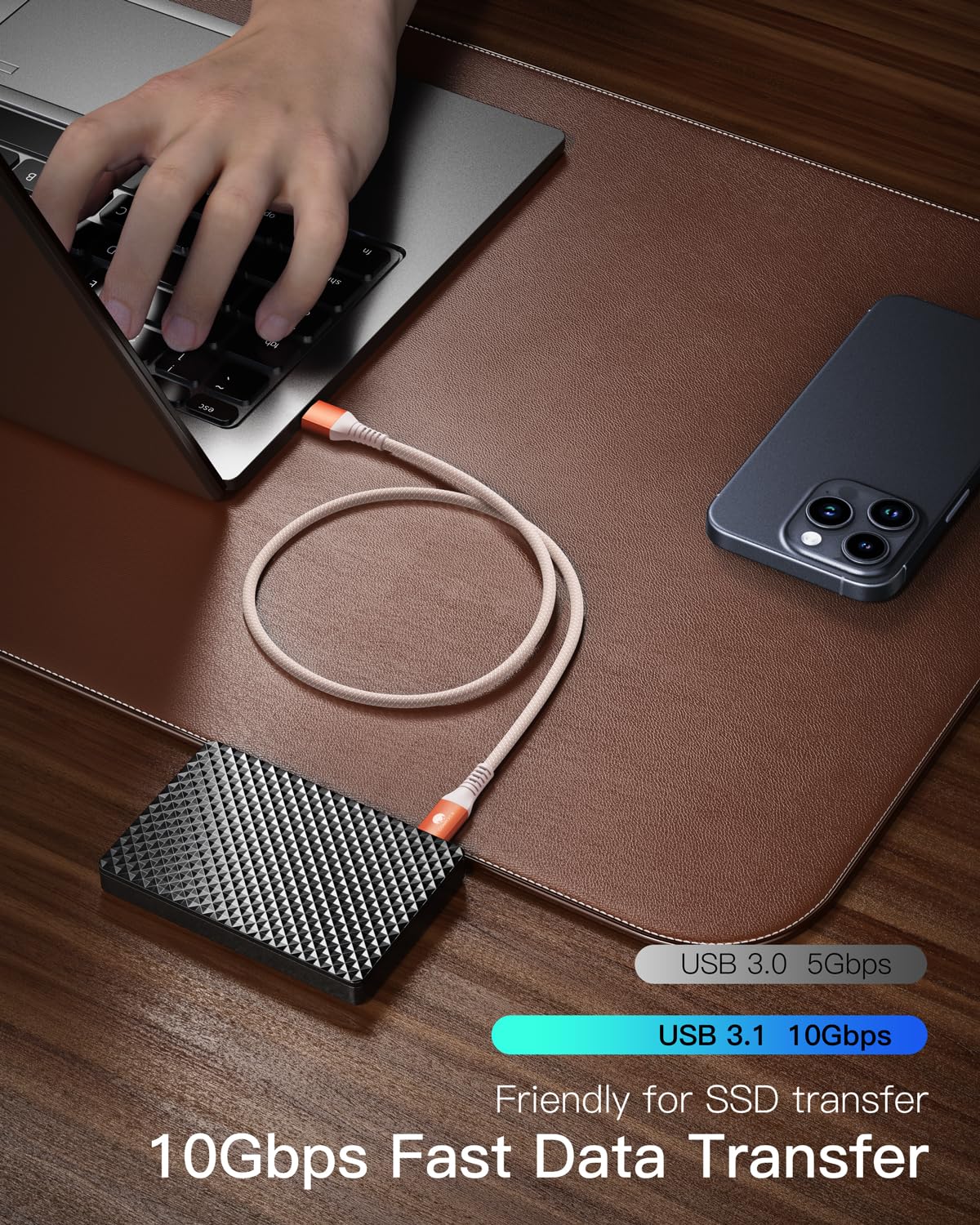 CONMDEX [Upgrade 2Pack USB C Cable UP to 10Gbps USB C 3.1 Gen2 USB A Android Auto Cable 3A Fast Charging Sync Data Transfer Cord for Samsung Galaxy S24/S23/S22/S21 Note 20/10/9/8 Tab S9 Pixel 9-1M