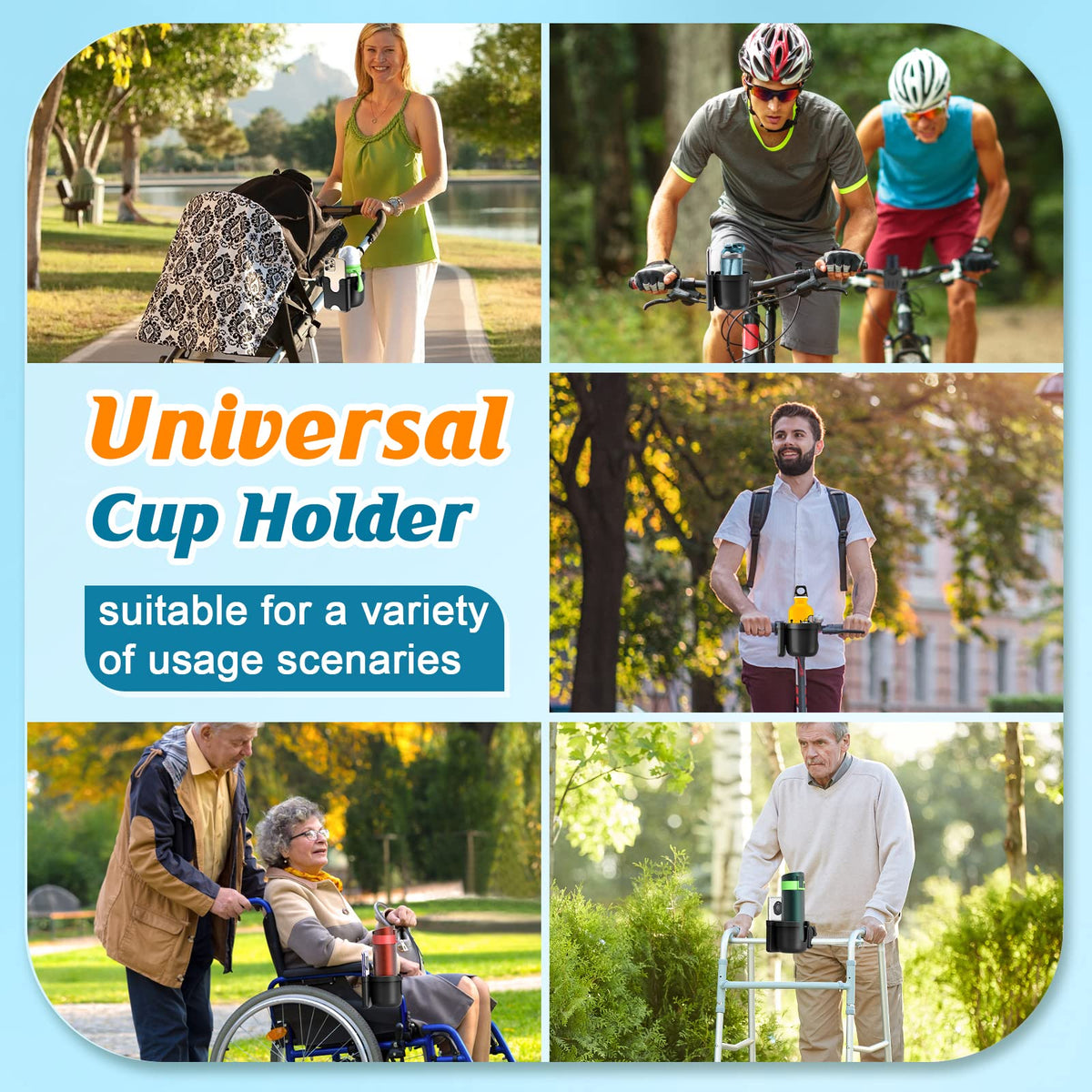 Wheelchair Cup Holder: Universal Cup Holder with Phone Holder for Pram Bike