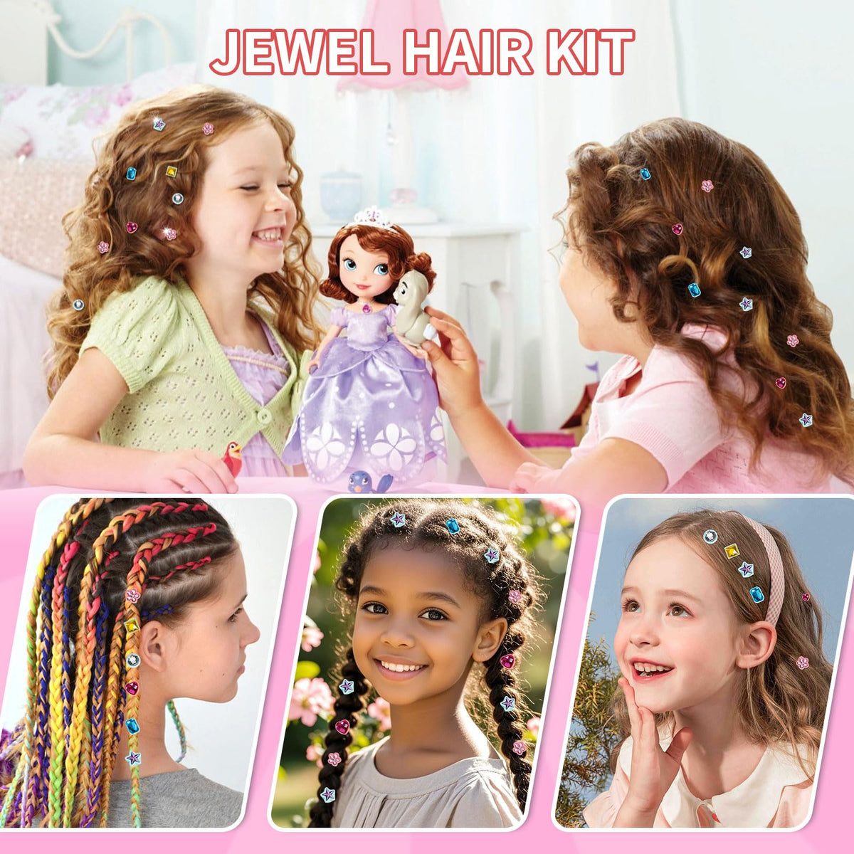 kidzkube Hair Gem Stamper Kit, Birthday Toys for Girls Ages 3-12