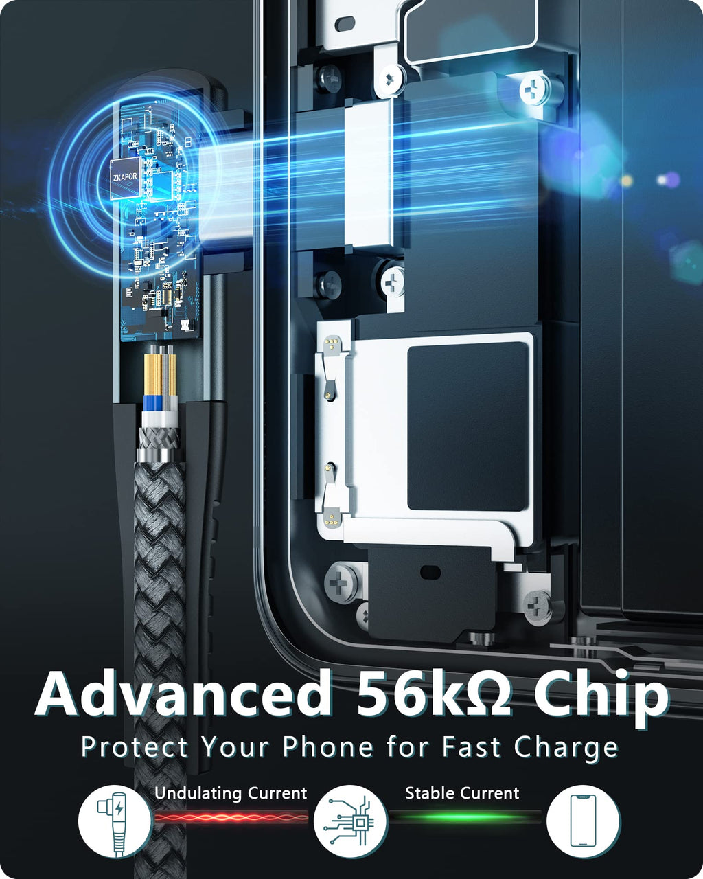 ZKAPOR Short USB C Cable 30CM USB C Charger Cable Right Angle Fast Charging