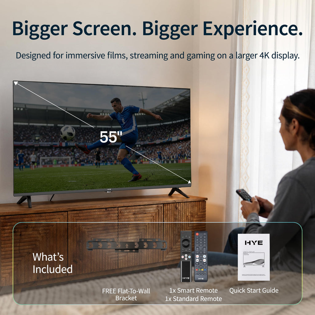 HYE 43" LED Smart TV - 4K Ultra HD, Samsung Tizen OS & Gaming Hub, Black