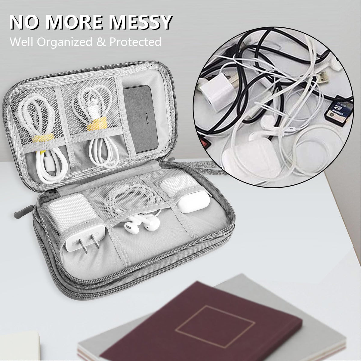 Teskyer Travel Cable Organiser Bag, Travel Essential, Black