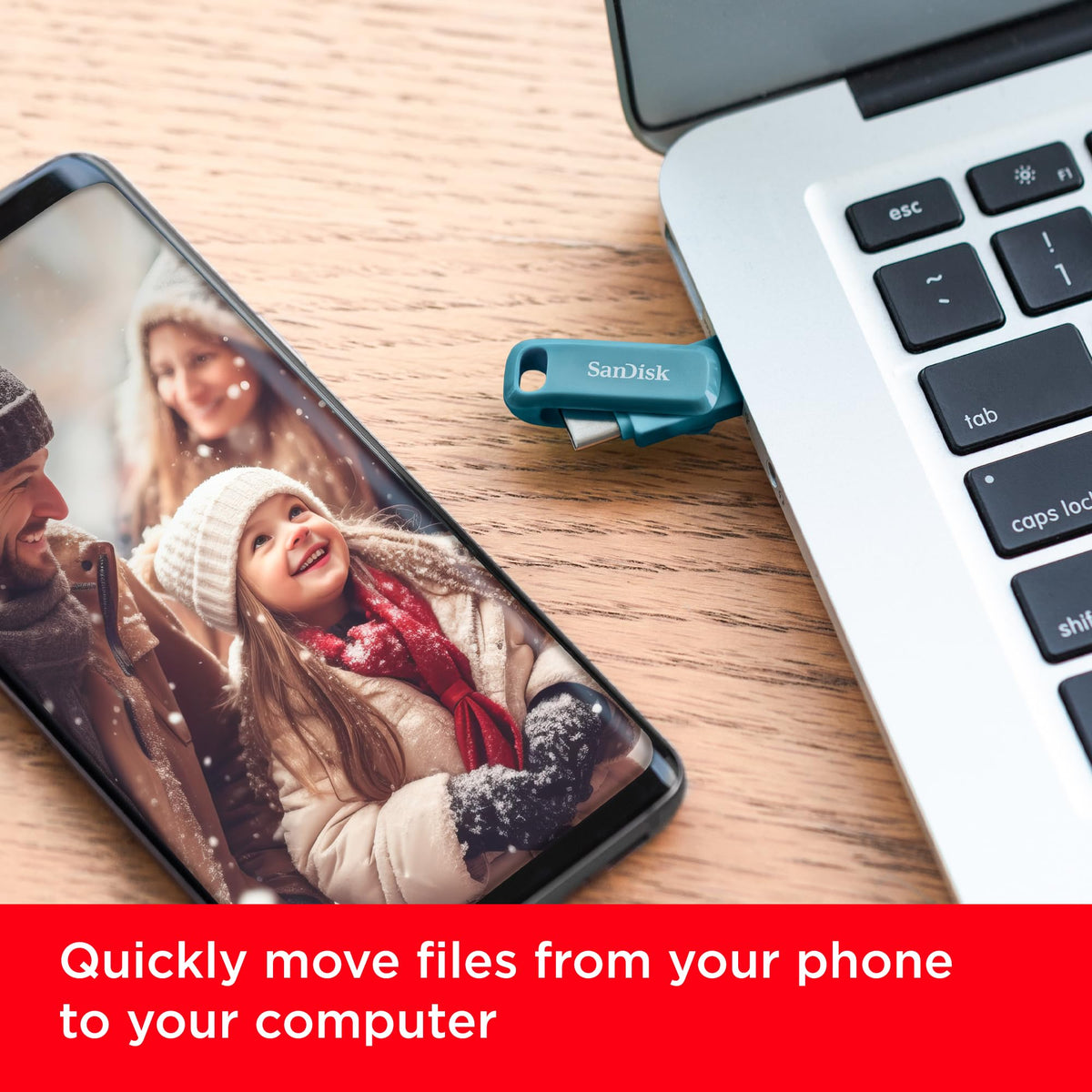 SANDISK Ultra Dual Drive Luxe 256GB, USB-C+USB-A, Up to 150MB/s Read Speeds