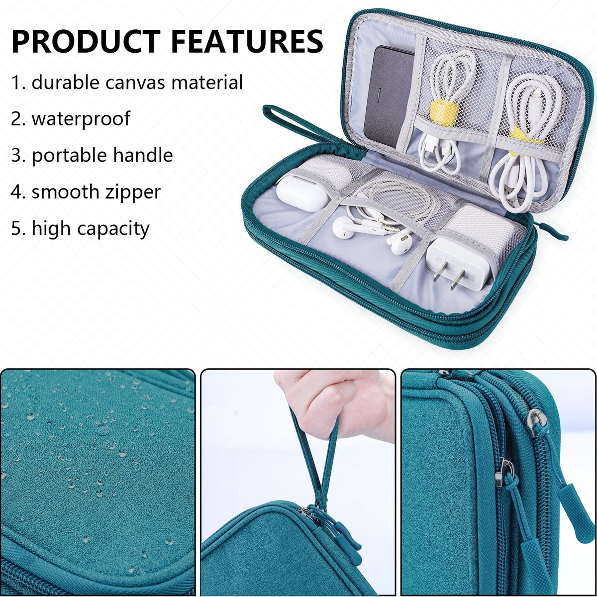 Teskyer Travel Cable Organiser Bag, Travel Essential, Black