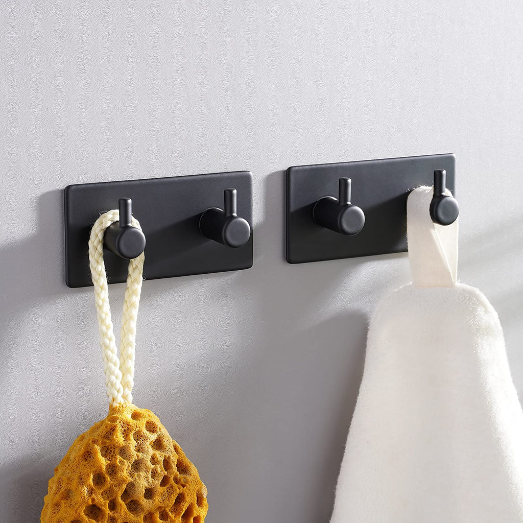 Aikzik 6 Pack Self Adhesive Hooks, Stainless Steel Sticky Hook Heavy Duty, Over 8kg Load - Hooks for Hanging for Towel, Coat, Key, Stick on Bathroom, Kitchen, Door and Wall