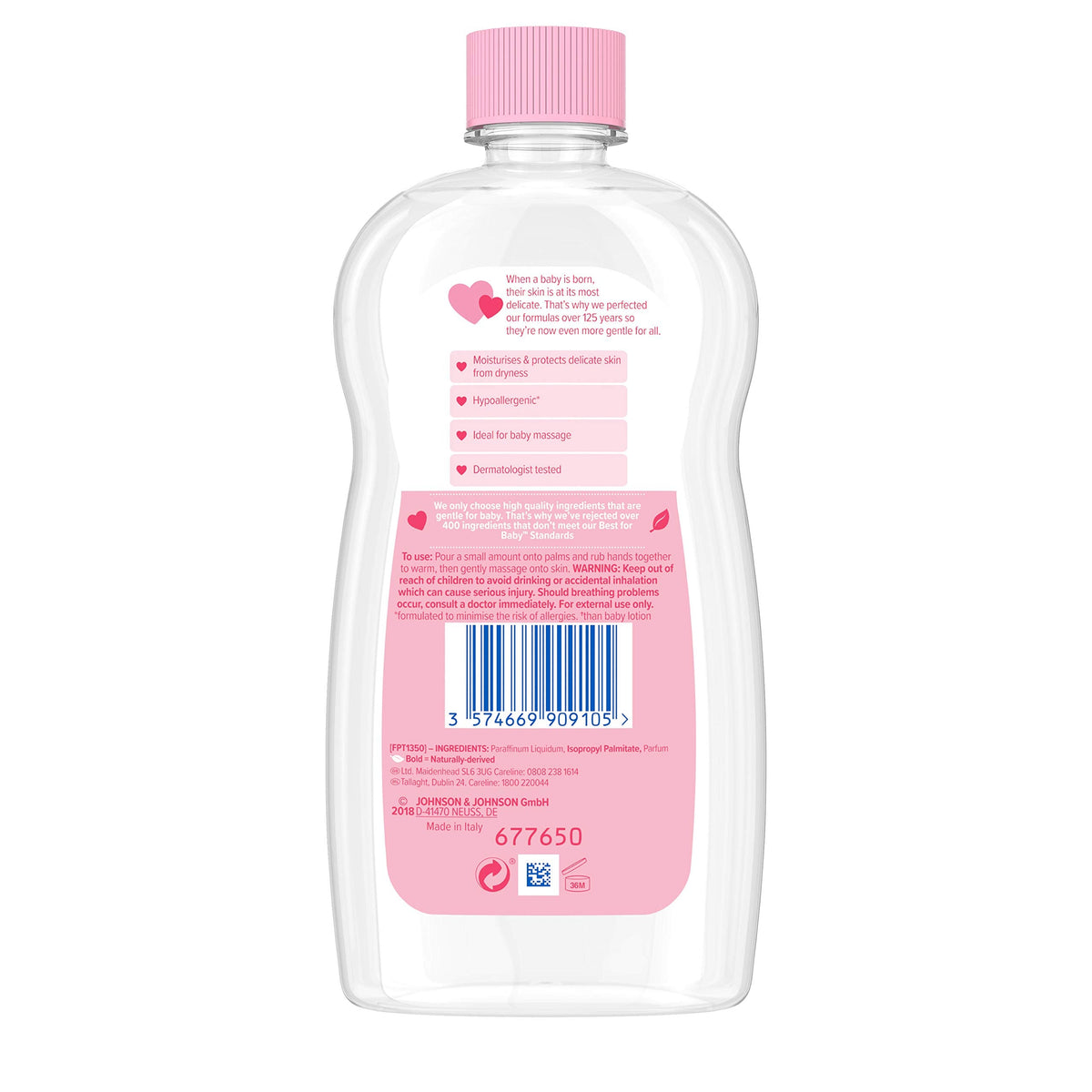 Johnson's Baby Oil 500 ml (Pack of 1) CLINICALLY PROVEN MILDNESS®