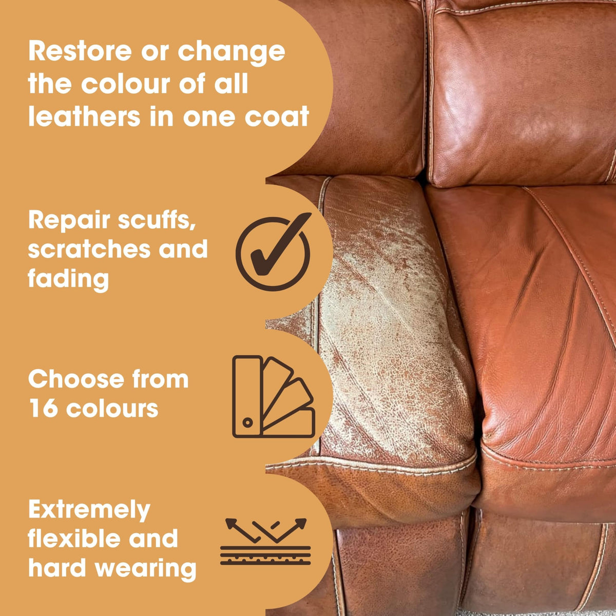 Furniture Clinic Leather Repair Paint & Dye | Self Seal Colourant for Quick and Easy Leather Repair | Suitable for Sofas, Car Seat, Shoes, Handbag, and More - Dark Brown, 250ml