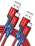 JSAUX USB C Cable (2m 2-Pack) 3.1A Fast Charging, Type C Charger Cable Compatible with iPhone 18 Pro 17 Air 16 15 Max, Samsung Galaxy S24 S23 S22 S21 Note 10 9, A14 A15 A25 A35 A53 A55, CarPlay -Red