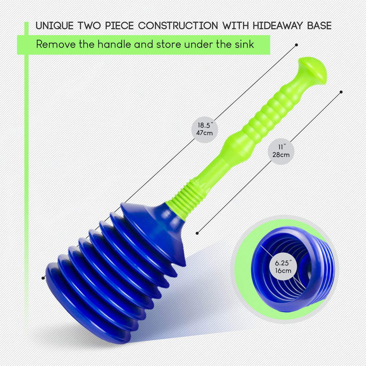 Luigi's Mini Sink Plunger for Unblocking Drains in Bathroom Kitchen Sink Bath and Shower - Small Powerful Commercial Style Plumbers Plunger - Bellow Plunger Sink Unblocker