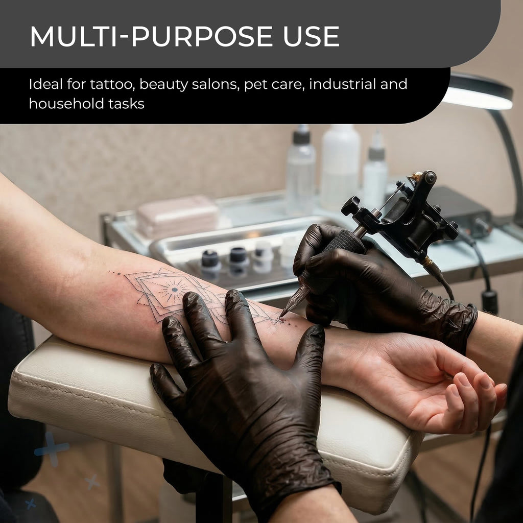 Black Vinyl Gloves, 100 Count, Powder Free & Latex Free, Multi-Purpose Black Disposable Gloves for Food Handling, Cooking, Cleaning & Medical Use (L, 100)