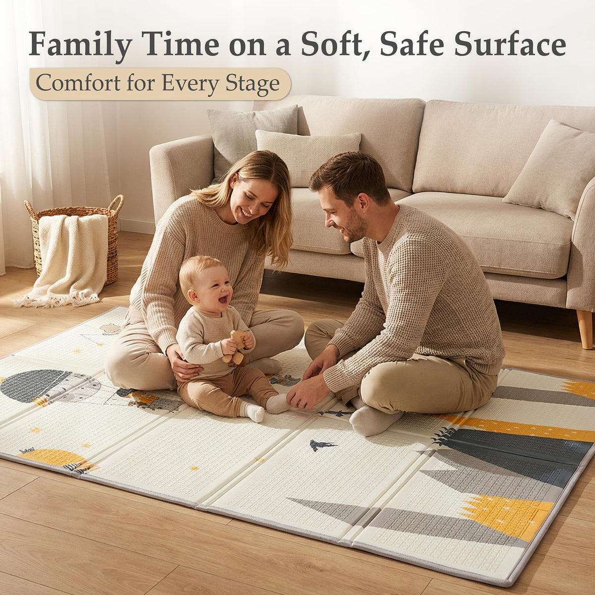 Foldable Play Mat – Large Reversible Baby Play Mat 180x150 cm | Waterproof XPE Foam Baby Playmat & Crawling Mat for Newborn to Toddler | Tummy Time & Baby Mats for Floor Play