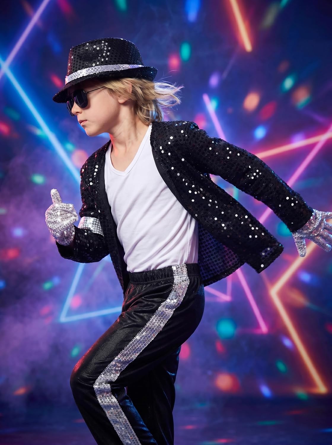 Kids Dance Star Costume for Boys 80s 90s Pop Stage Outfits for Halloween