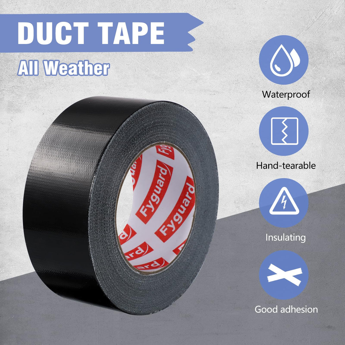 Black Duct Tape, 48mm x 54m (Pack of 3) Gaffer Tape Heavy Duty 8.5Mil