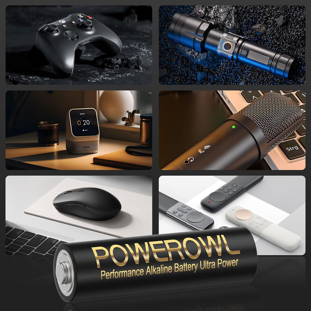 POWEROWL AAA Batteries 100 Pack - Alkaline 1.5v - High-Capacity Long Lasting Triple A Battery, 10-Year Shelf Life