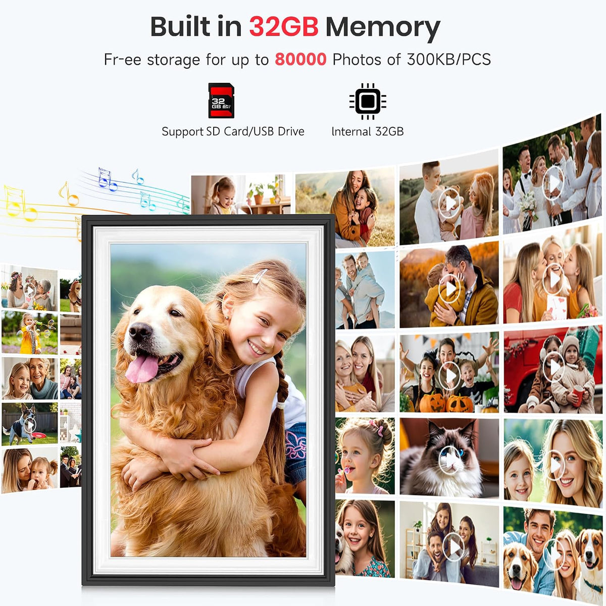 Frameo WiFi Digital Photo Frame 10.1 Inch - 1280x800 HD IPS Touch Screen Picture Frame Electronic, 32GB Memory, Auto Rotate, Wall Mountable, Digital PictureFrame for Sharing Photos and Videos