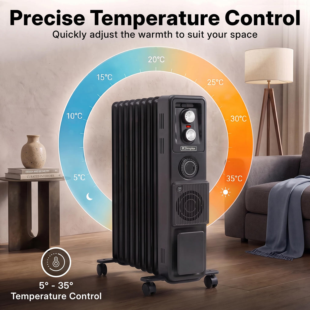 Dimplex ECR20TIE Oil Free Portable Radiator, 2kW Electric Heater, Timer