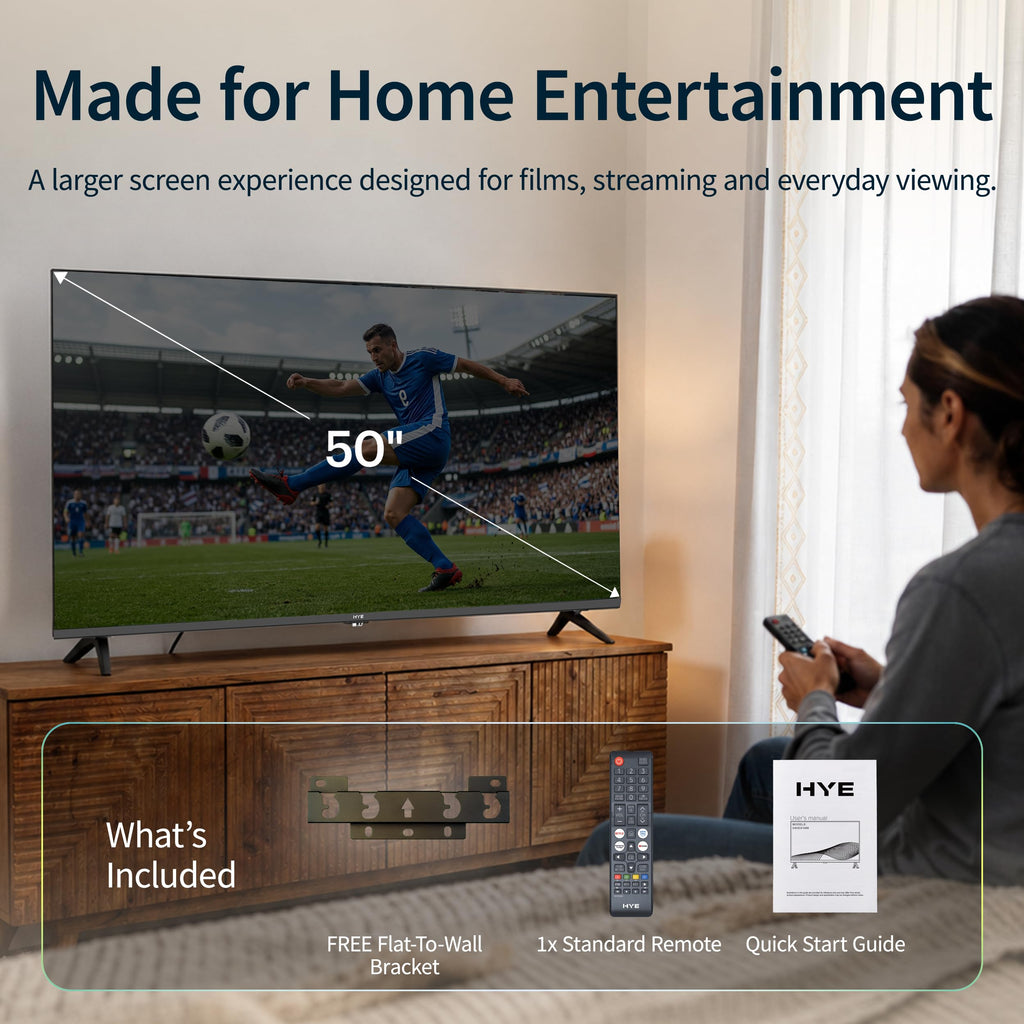 HYE 43" LED Smart TV - 4K Ultra HD, Samsung Tizen OS & Gaming Hub, Black