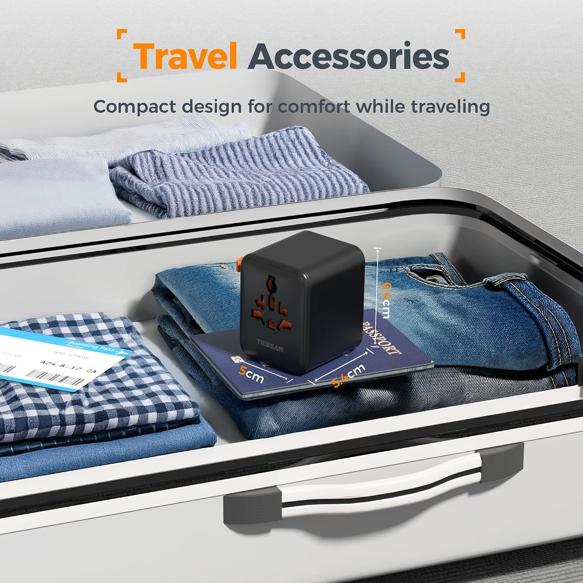 TESSAN Universal Travel Adapter Worldwide with 2 USB C for EU USA AU