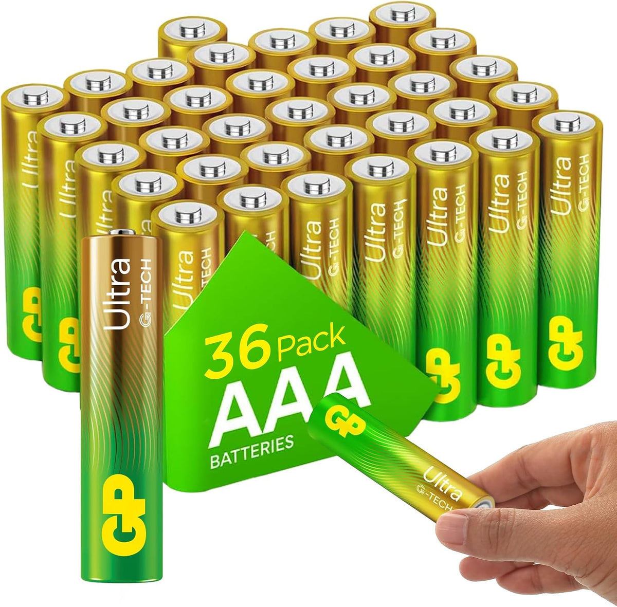 Ultra Alkaline Triple A Batteries, Long Lasting Power - Ideal for Camera, Alarm & Industrial Use - 10-Year Shelf Life - 36 Pack by GP AAA Batteries