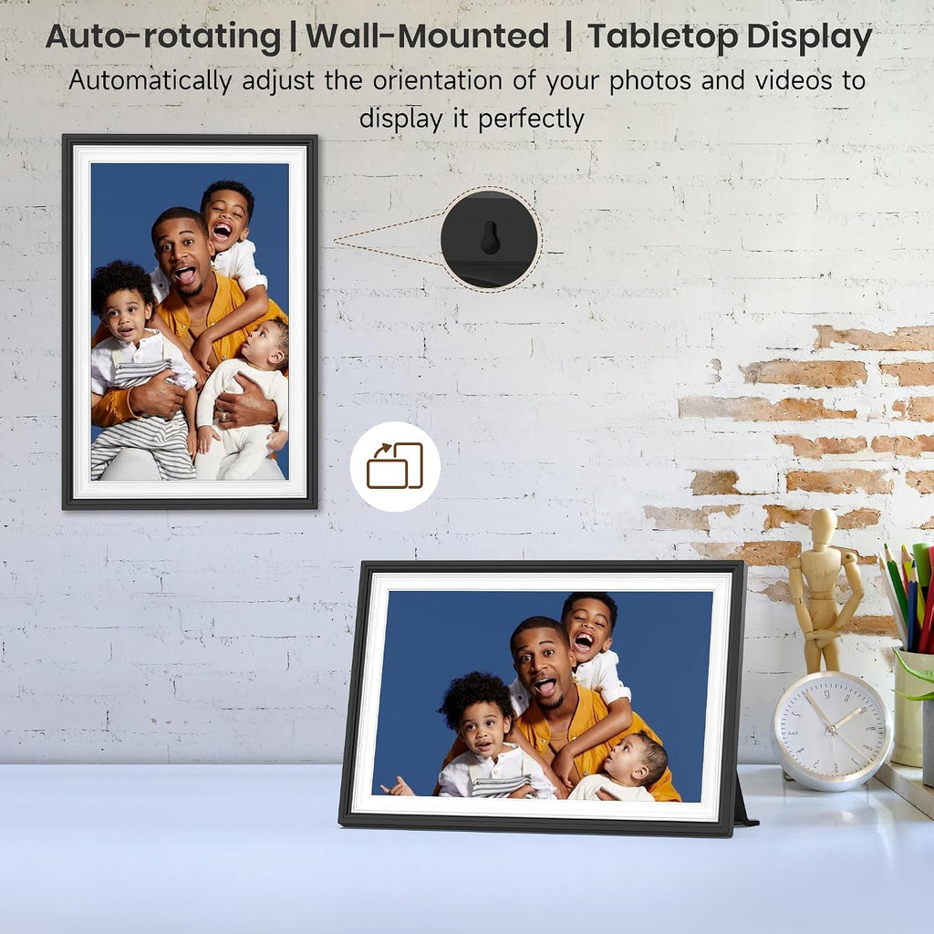 Frameo WiFi Digital Photo Frame 10.1 Inch - 1280x800 HD IPS Touch Screen Picture Frame Electronic, 32GB Memory, Auto Rotate, Wall Mountable, Digital PictureFrame for Sharing Photos and Videos
