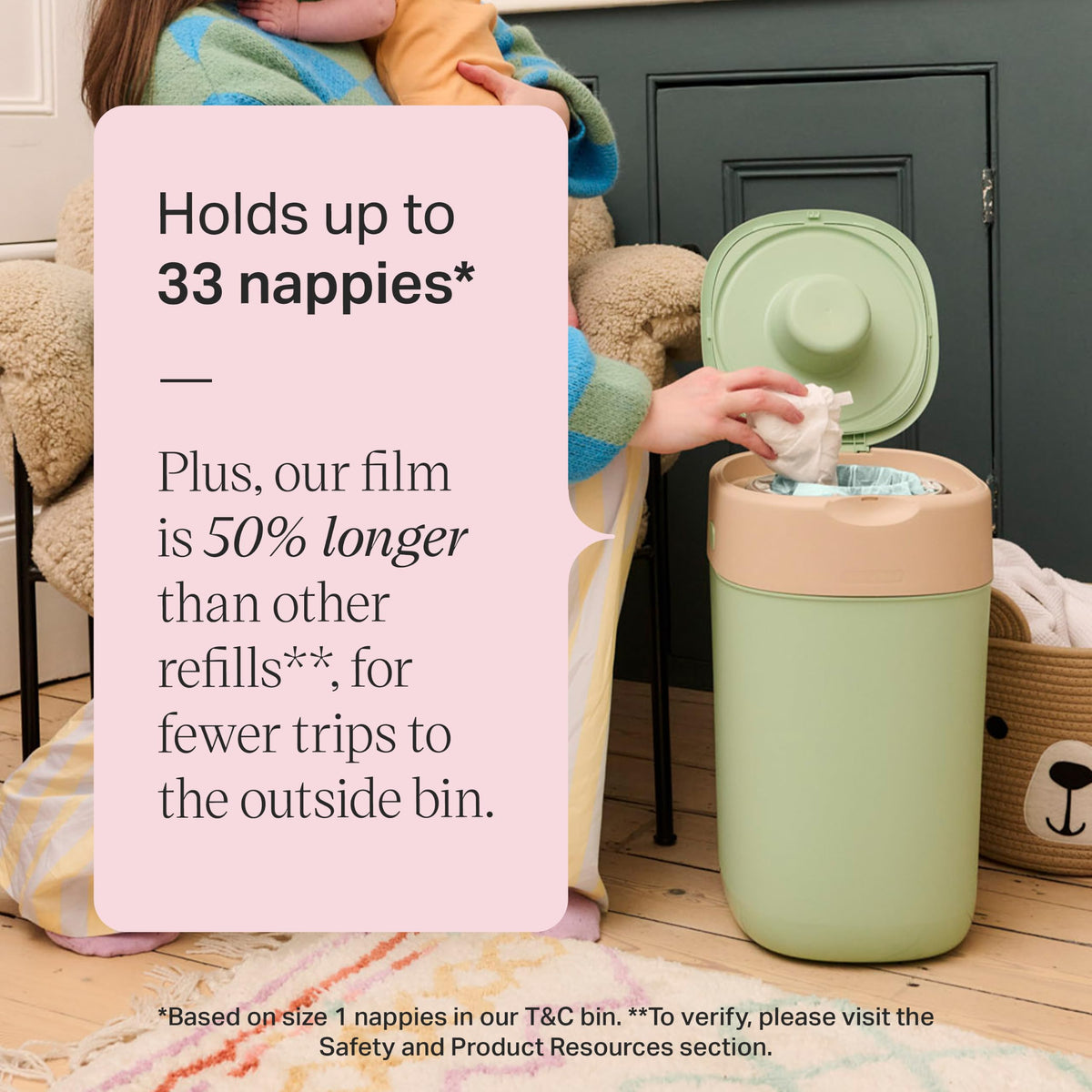 Tommee Tippee Twist & Click Nappy Bin Odour & Germ Protection