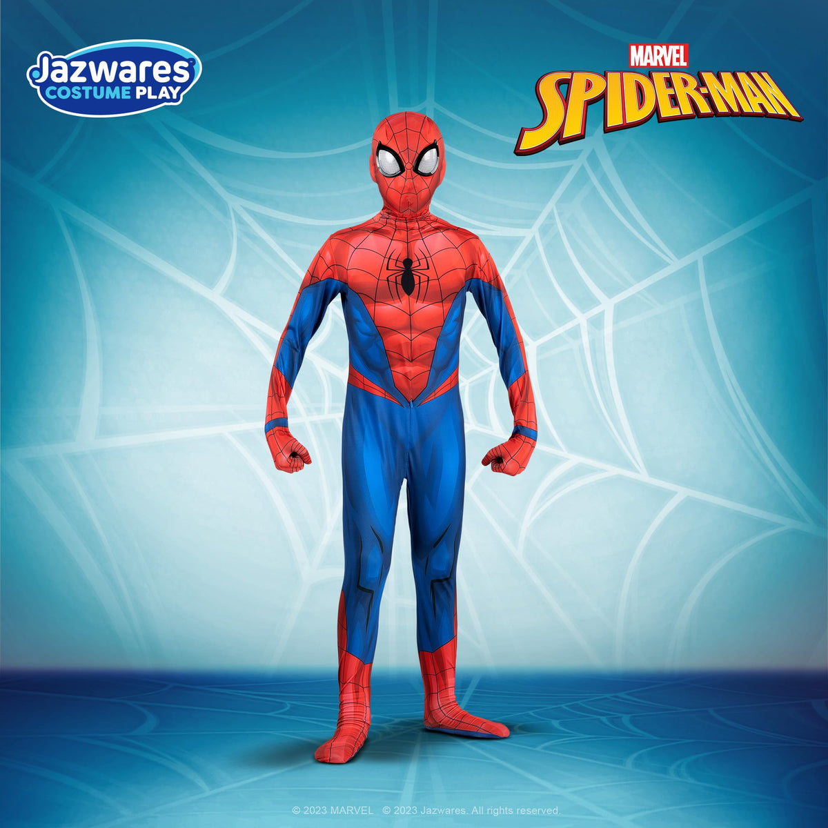 Marvel Spider-Man Official Youth Deluxe Zentai Costume - Deluxe Two-Way Stretch Spandex with Invisible Zippers and Wrist Openings for Added Convenience (M)