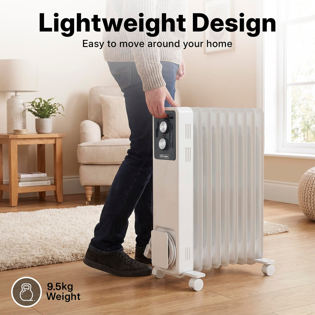Dimplex ECR20TIE Oil Free Portable Radiator, 2kW Electric Heater, Timer