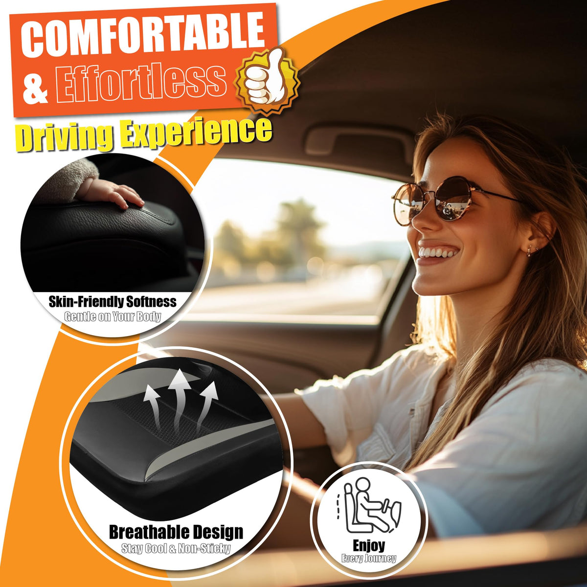kingphenix 2 Pack Front Leather Car Seat Covers with Memory Foam
