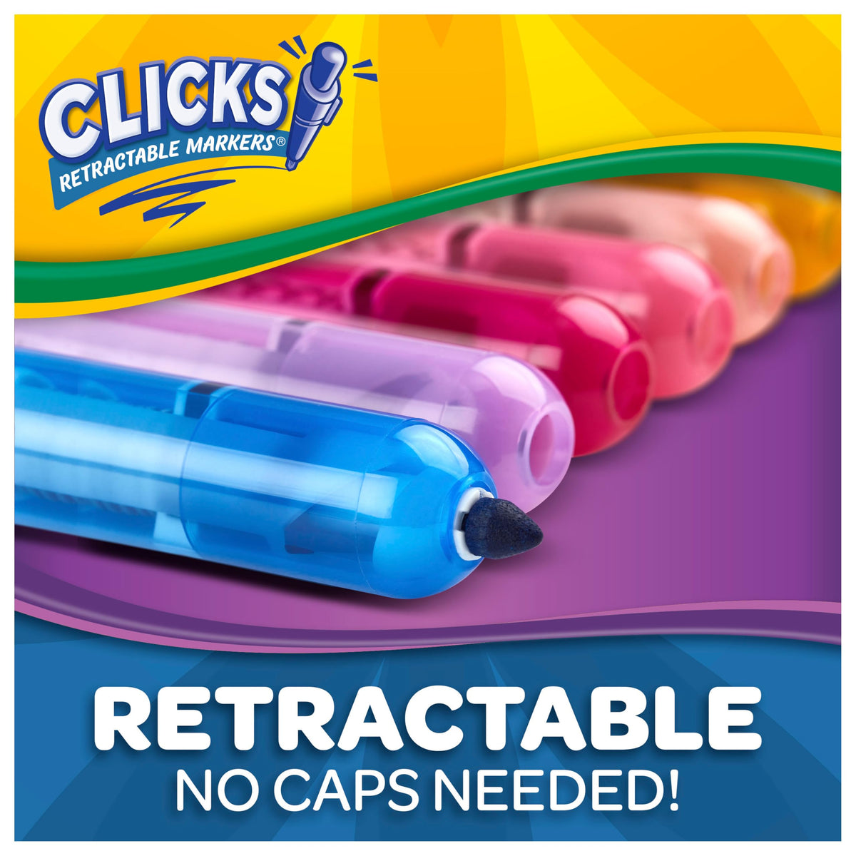 Crayola Clicks Retractable Tip Markers (10ct), Washable Cone Tip Art Marker Set, Cute Aesthetic School Supplies, Classroom Must Haves, Ages 8+