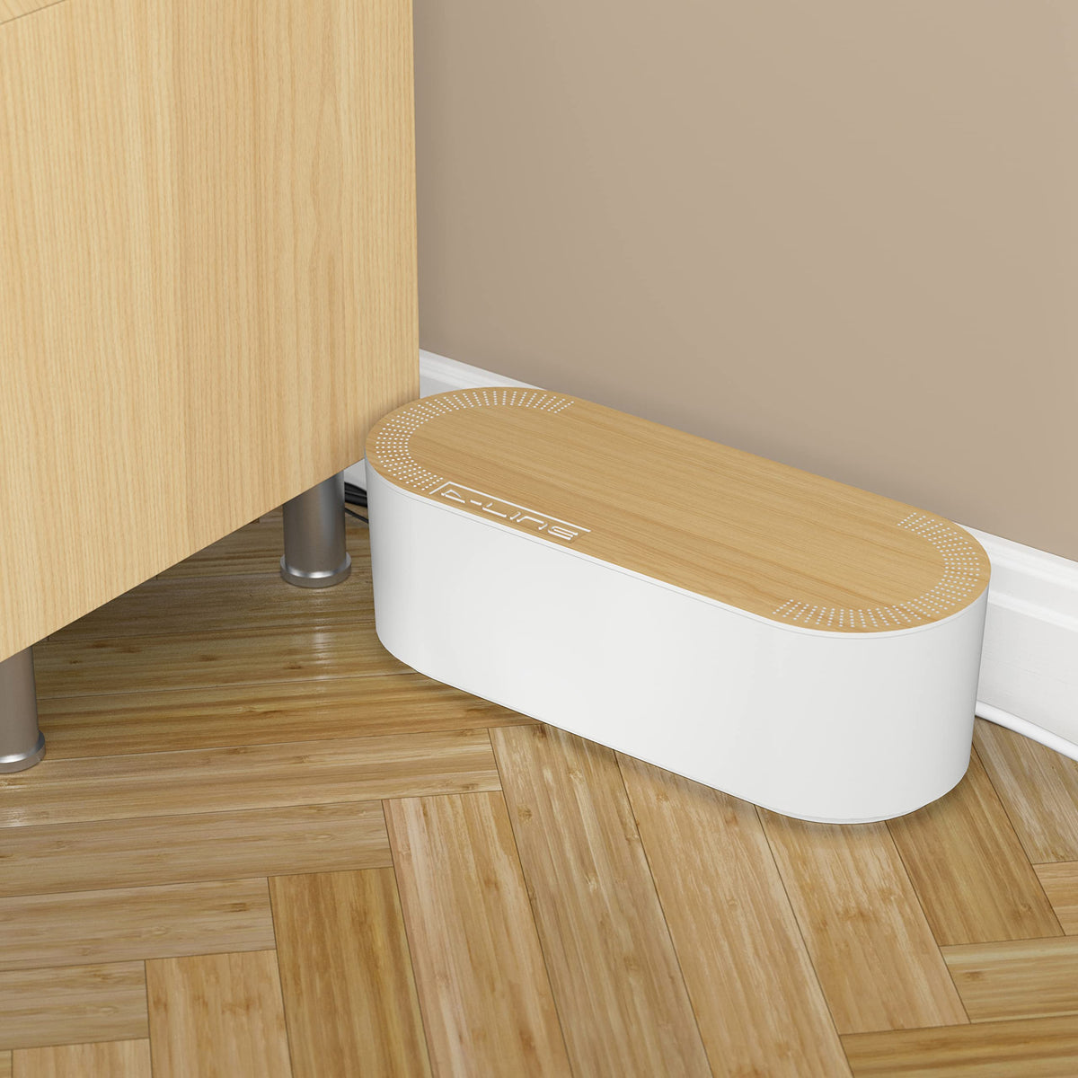 D-Line Cable Tidy Box, Hide Extension Blocks, Desk Cable Management, Organise TV Cables - 415mm (L) x 165mm (W) x 135mm (H) - Large, White