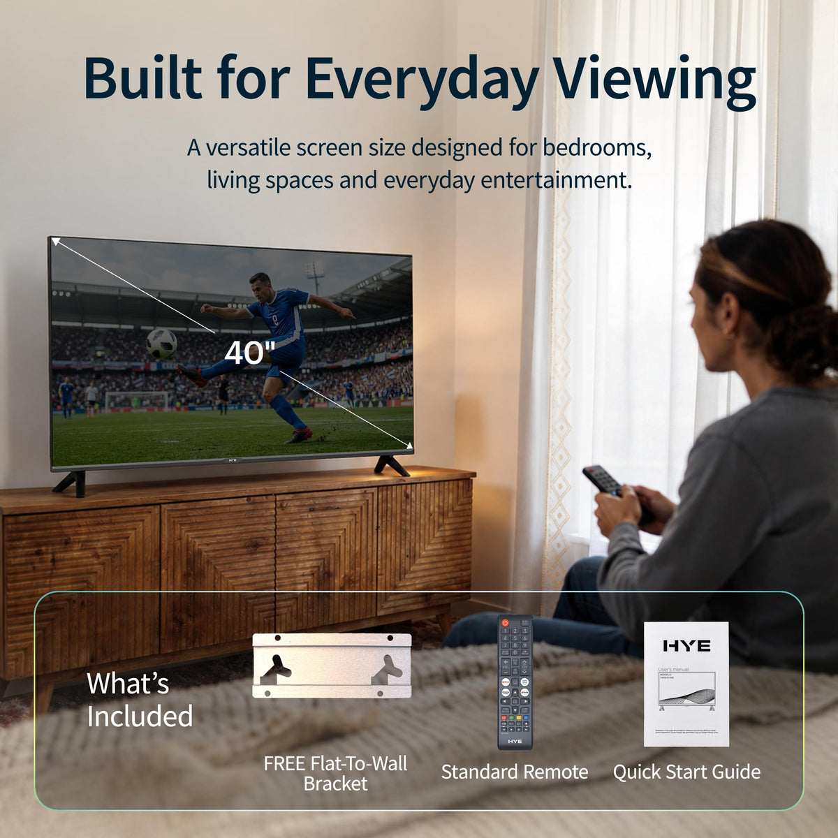 HYE 43" LED Smart TV - 4K Ultra HD, Samsung Tizen OS & Gaming Hub, Black