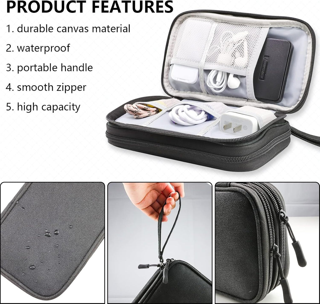 Teskyer Travel Cable Organiser Bag, Travel Essential, Black
