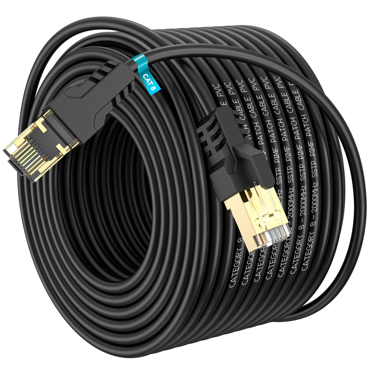 Cat 8 Ethernet Cable 0.5M, High Speed 40Gbps 2000Mhz Internet Cable, Lan Cable with Gold Plated RJ45 Connector,Weatherproof Outdoor&Indoor,for/PC/Modem/Router/Gaming, Faster Than Cat7/Cat6/Cat5