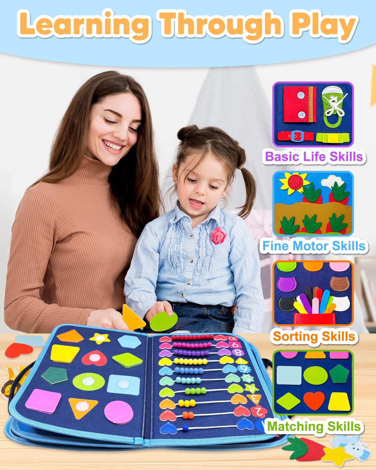 Exorany Busy Board Montessori Toys for Toddler Girl Birthday Gift Busy Book