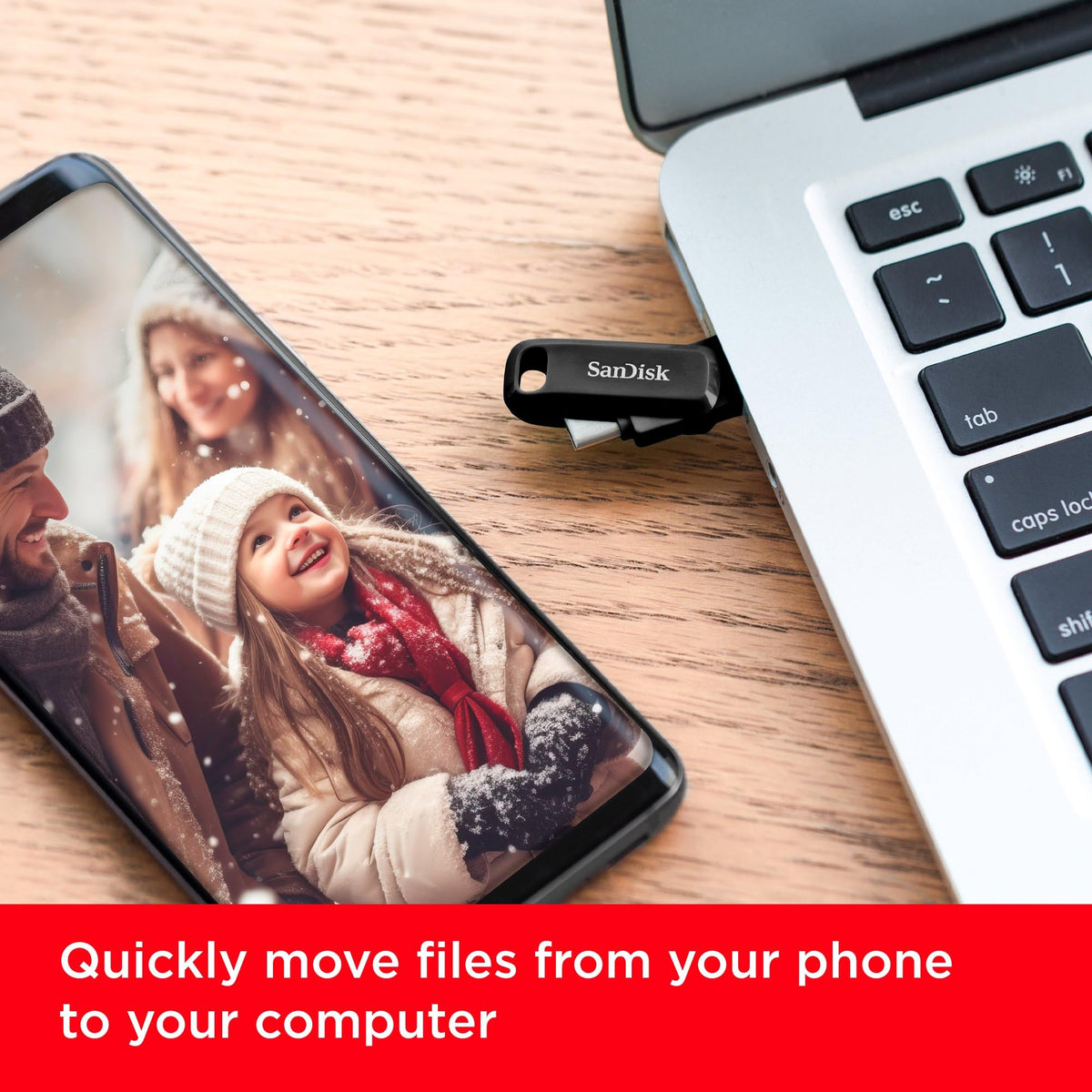SANDISK Ultra Dual Drive Luxe 256GB, USB-C+USB-A, Up to 150MB/s Read Speeds