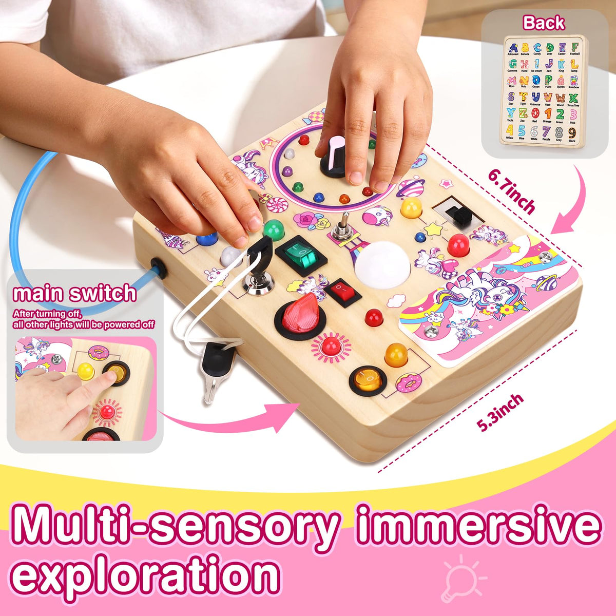 Grarain Busy Board for Toddlers - Montessori Educational Toy for 1-3 Year Old Boys & Girls | Travel-Friendly Sensory Learning Activity | Ideal for Kids with Autism(Busy Board v2)