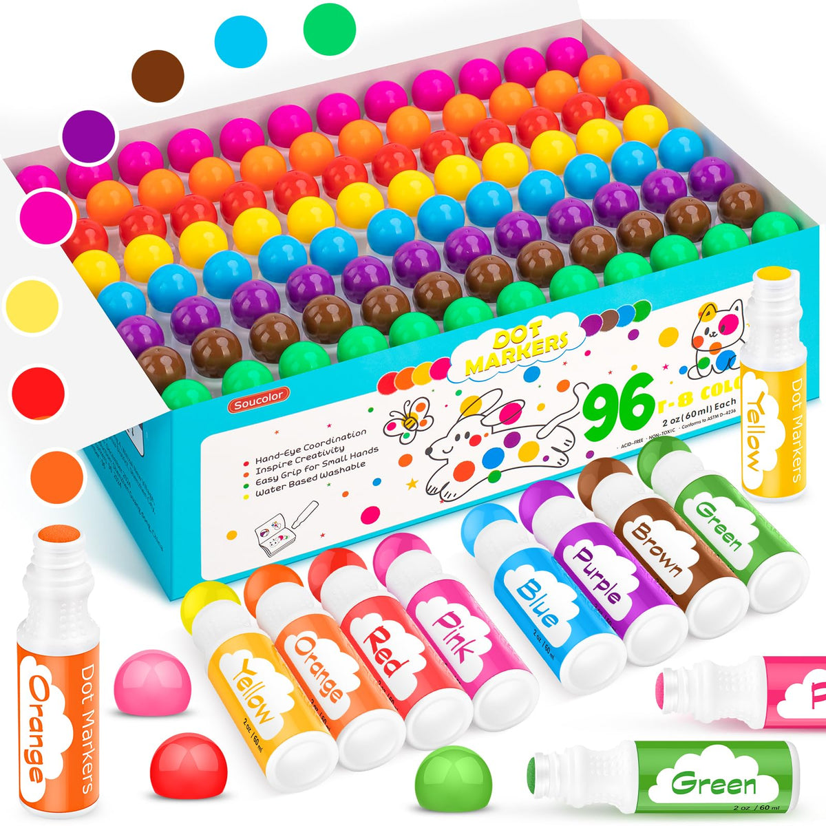 Dot Markers for Toddlers Kids, Bingo Daubers Washable Art Markers 8 Colors