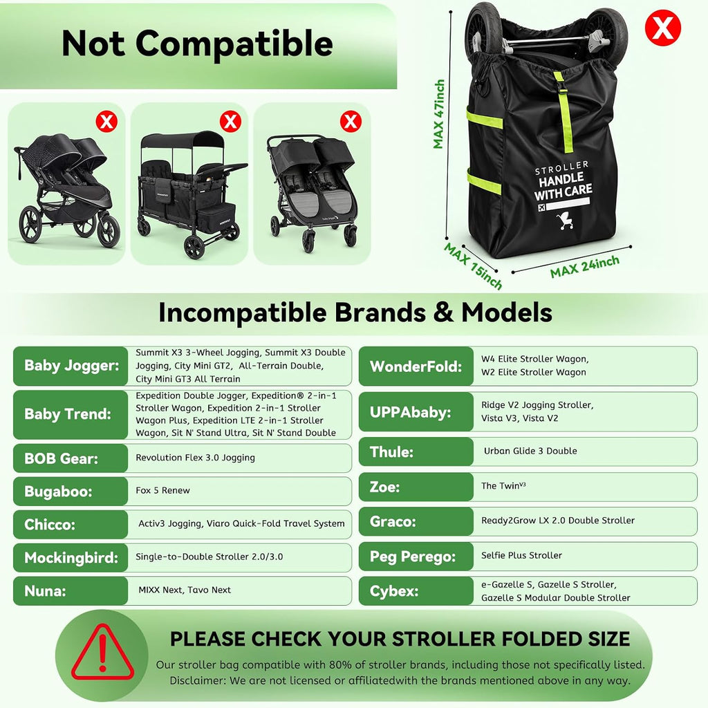 Pram Bag for Airplane, Baby Travel Essentials, Stroller Bag 119H*61W*38D cm