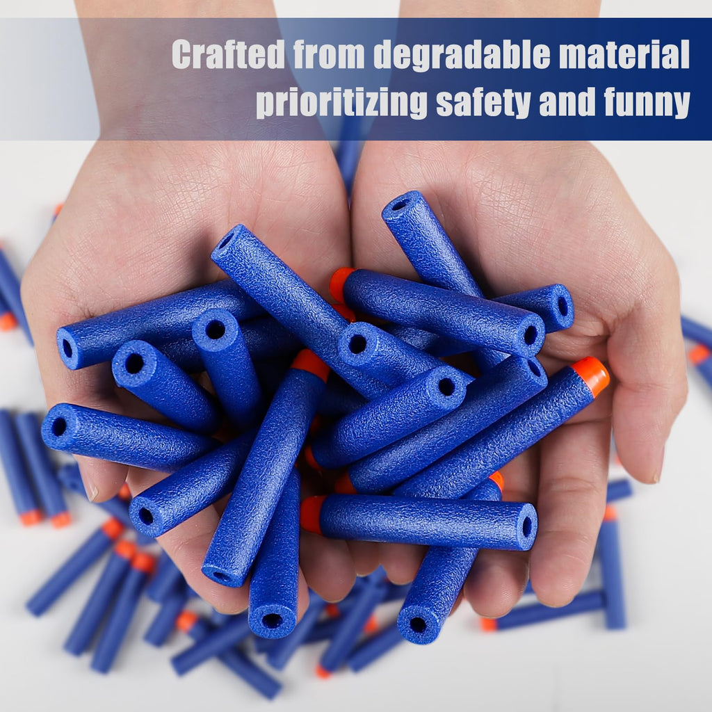 Pokiiulk Refill Darts Bullets Compatible with Nerf Guns N-Strike Elite Series, 300PCS Refill Darts Premium Foam Bullets Pack with Portable Storage Bucket