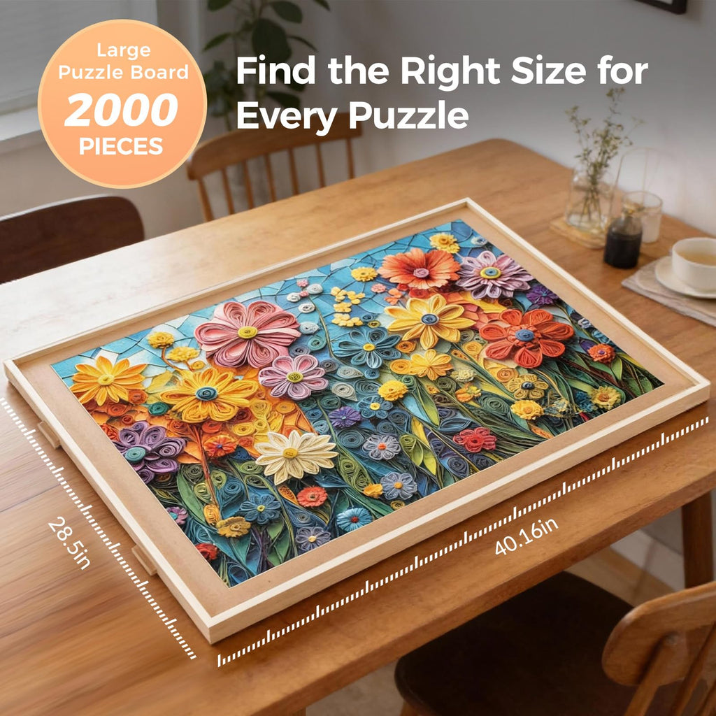 ALL4JIG 1500 Piece Rotating Puzzle Board with 4 Drawer 24.92"x33.58"Portable Wooden Jigsaw Puzzle Table for Adults,Lazy Susan Spinning Puzzle Boards Birthday Gift for mom,Surface for Bricks Building