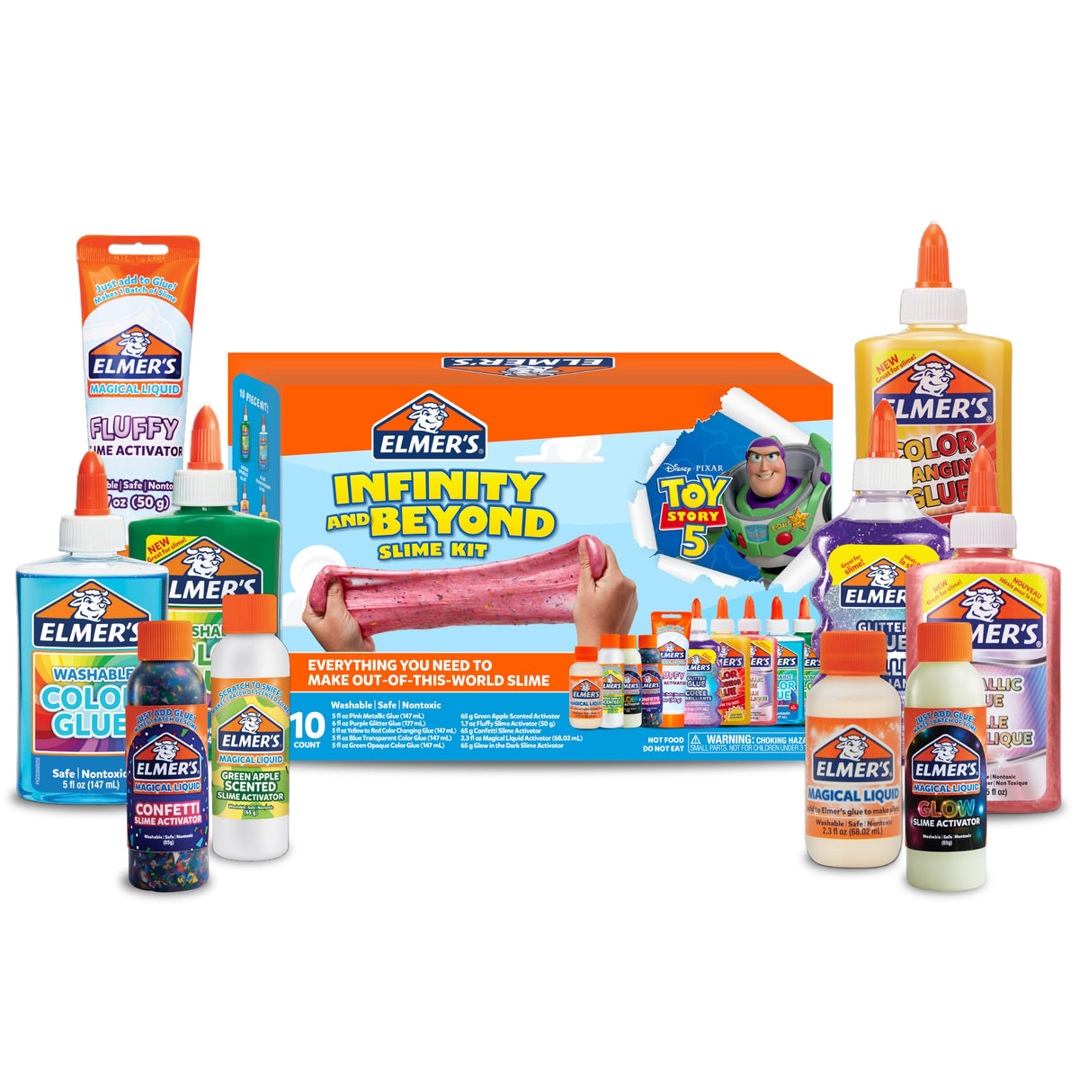 Elmer's Color Rush Slime Kit, Includes Liquid Glue, Activator, Makes Color Changing, Glow in The Dark, Butter Slime and More, 10 Piece Kit - Perfect for Birthday Parties, Gift Idea, Kids Activity