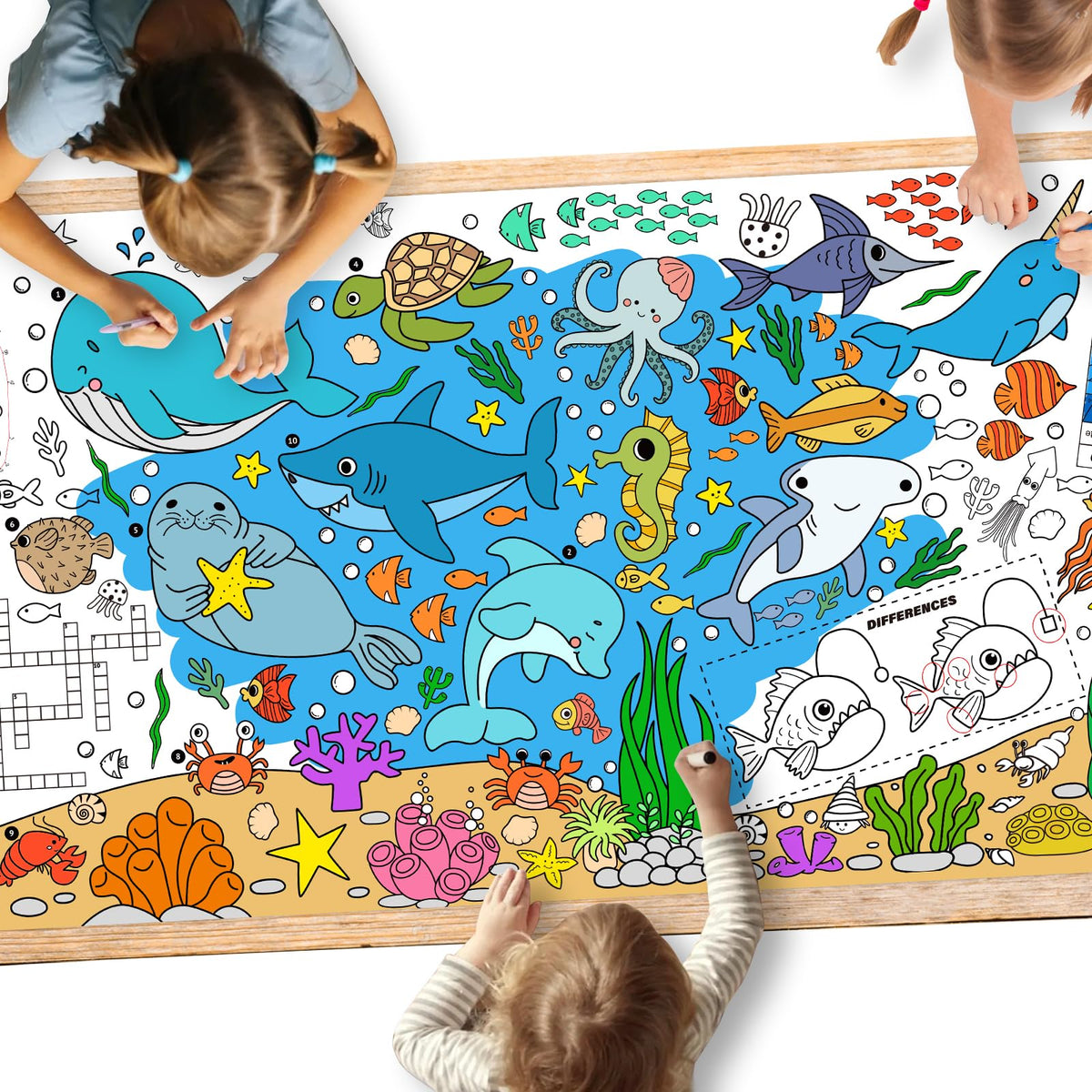 Gatherfun Ramadan Activity Poster & Home Decor - 31.5 x 72 Coloring Banner/Table Cover for Eid Mubarak Decoration, for School Parties & Ramadan Decoration