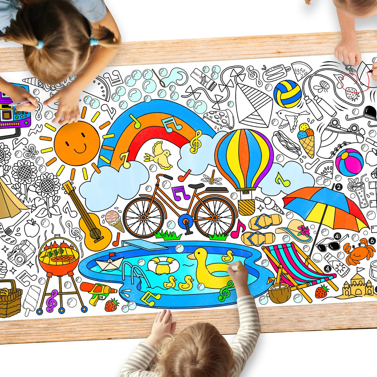 Gatherfun Ramadan Activity Poster & Home Decor - 31.5 x 72 Coloring Banner/Table Cover for Eid Mubarak Decoration, for School Parties & Ramadan Decoration
