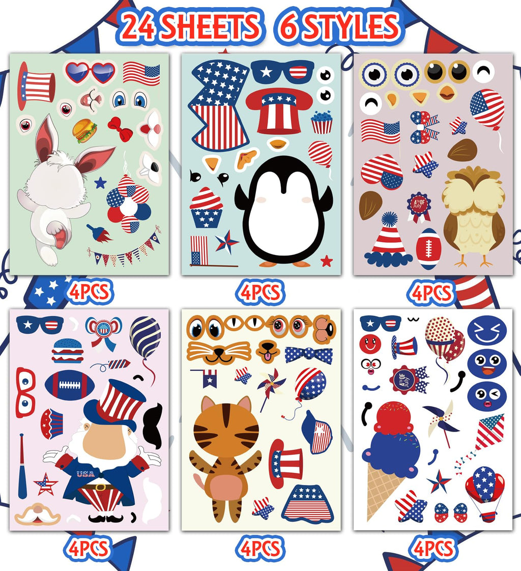 HSHFAMIIY 24 PCS Animal Face Stickers – DIY Decorative Animal Character Stickers for Crafts, Scrapbooking, Party Decorations, Gift Wrapping & Holiday Projects