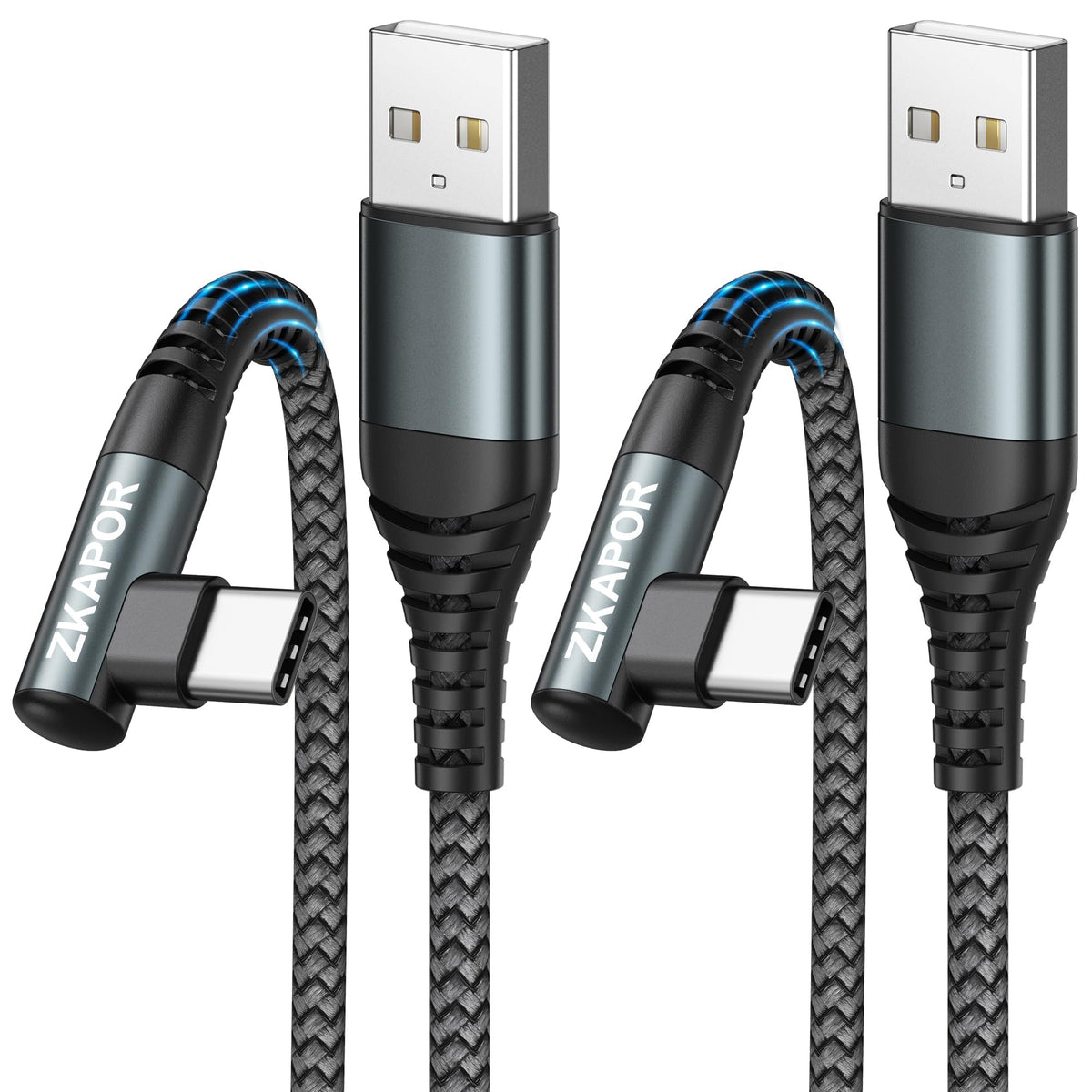 ZKAPOR Short USB C Cable 30CM USB C Charger Cable Right Angle Fast Charging