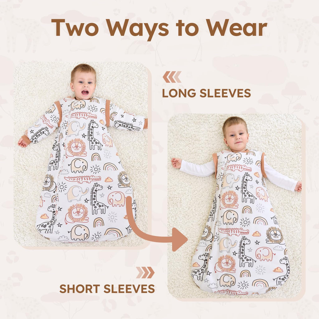 Yoofoss Baby Sleeping Bag 3.0 TOG - 6-12 Months Winter Sleeping Bag Baby with Removable Long Sleeves 100% Organic Cotton Sleep Sack Newborn Infant Toddler Giraffe