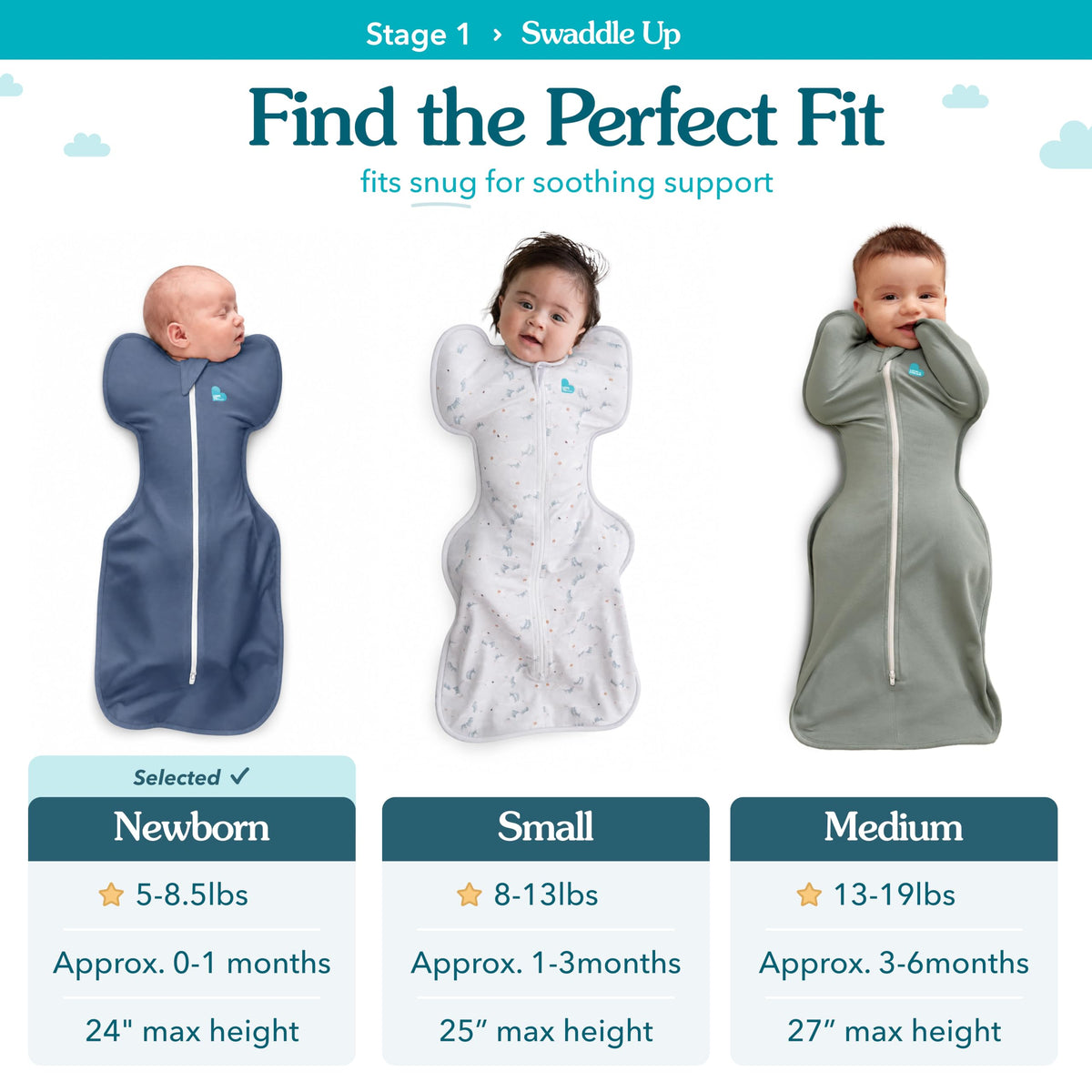 Love To Dream Swaddle Up, S 3.5-6kg, White Dreamer, 2.5 Tog