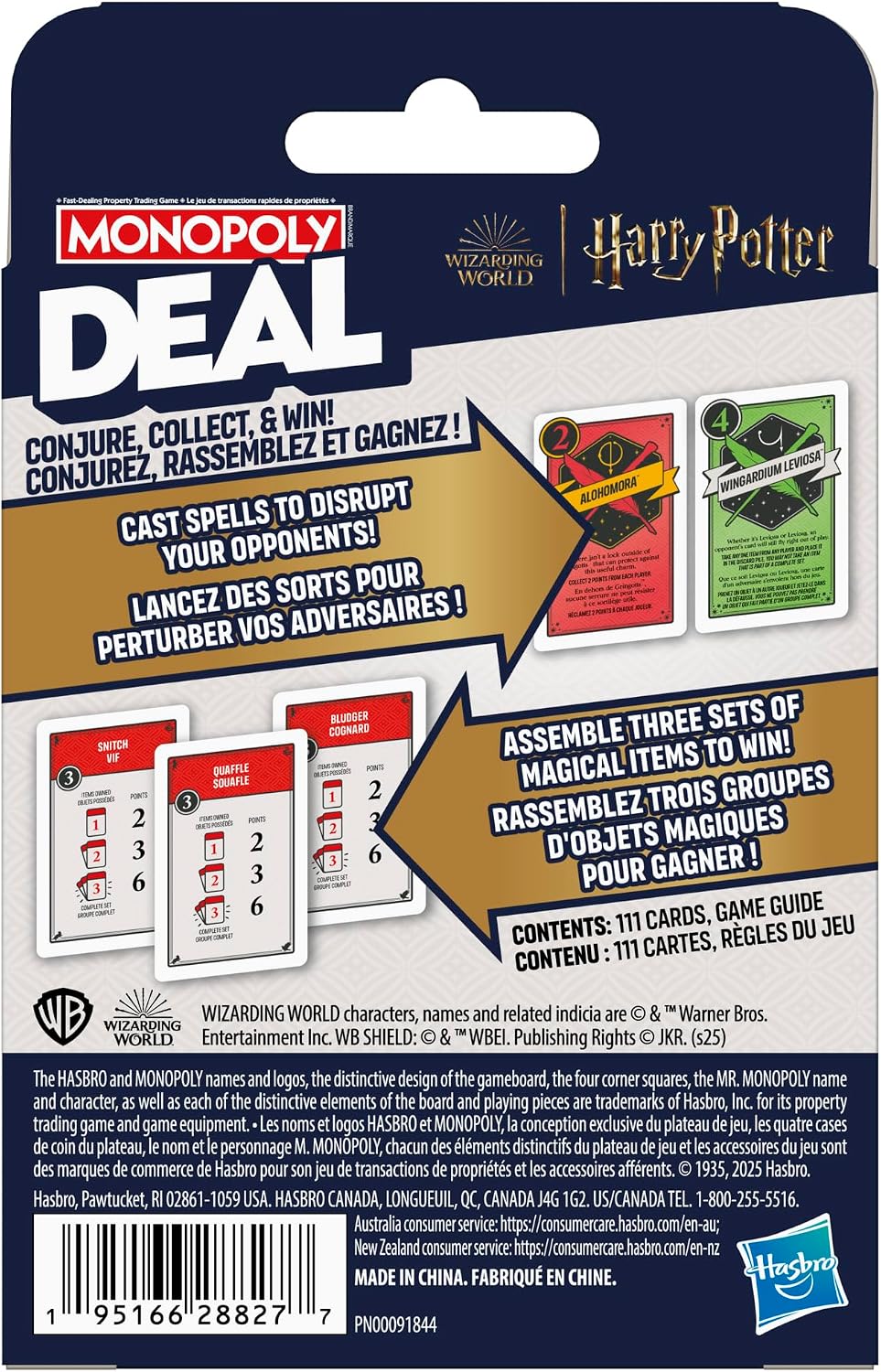 Monopoly Deal: Harry Potter Card Game | Family Games for Kids and Adults | Ages 8 and Up | 2 to 5 Players | 15 mins. | Travel Size