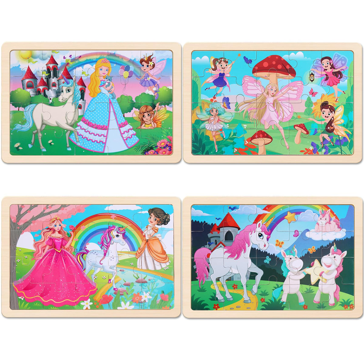 Wooden Puzzles Dinosaur Toys for Kids Ages 3-5, Set of 4 Packs with 20-Piece Wood Jigsaw Puzzles, Preschool Educational Brain Teaser Boards for Boys and Girls 3 4 5 6 Years Old